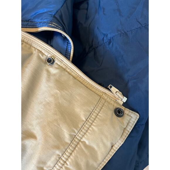 Natural High Down Outerwear Vintage Down Puffer Blue Tan Large - Picture 6 of 8